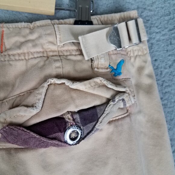 American Eagle Cargo Shorts Men's 33 Heavy Baggy Y2K 12" Khaki Casual Outdoors - Picture 7 of 11